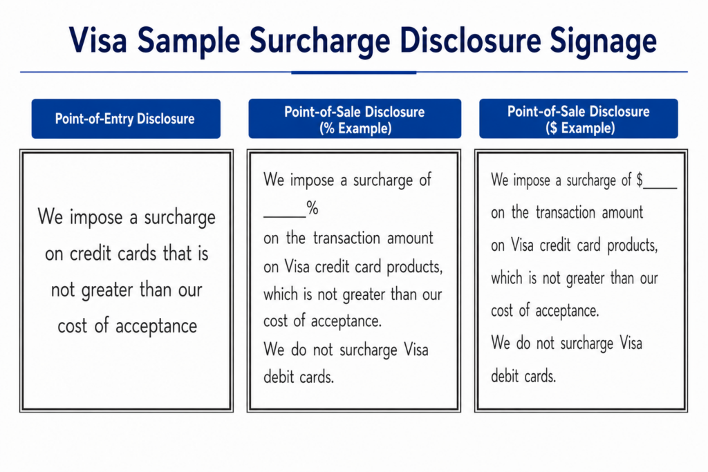 Visa Surcharge Signage Examples