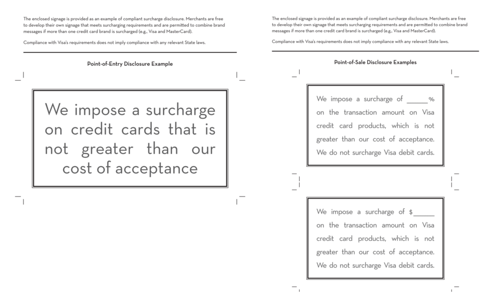 Visa Example Surcharge Signs
